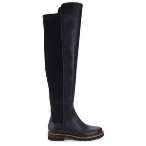 Stuart Weitzman Over The Knee‎ Leather Boots Almond Toe Size 6 in Black NEW